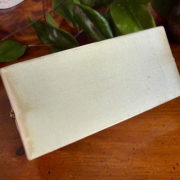Jessica McClintock Ivory Satin Evening Bag Vintage Style Bridal Clutch Purse main image 6